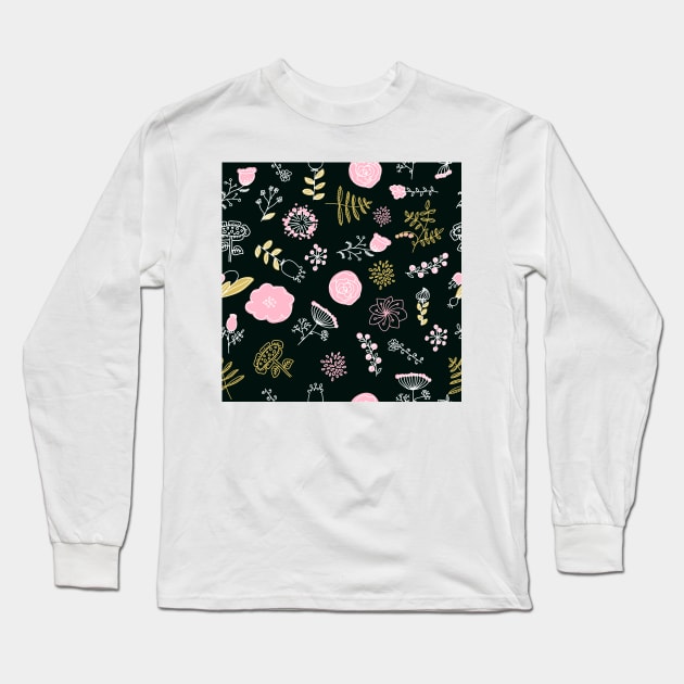 Elegance Seamless pattern with flowers Long Sleeve T-Shirt by Olga Berlet